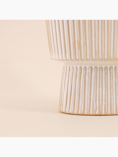 Vase en céramique strié beige 15x12cm - Kiabi