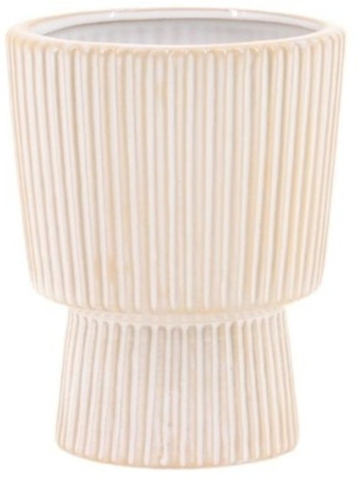 Vase en céramique strié beige 15x12cm - Kiabi