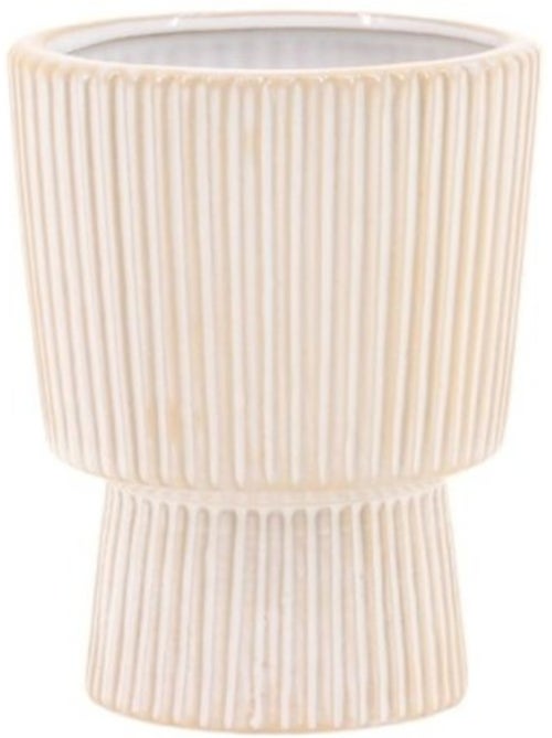 Vase en céramique strié beige, H15cm - Kiabi
