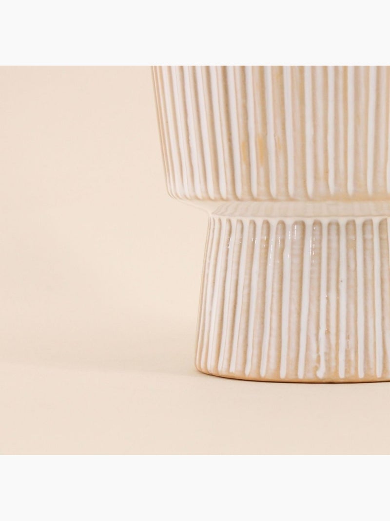 Vase en céramique strié beige, H15cm Beige - Kiabi