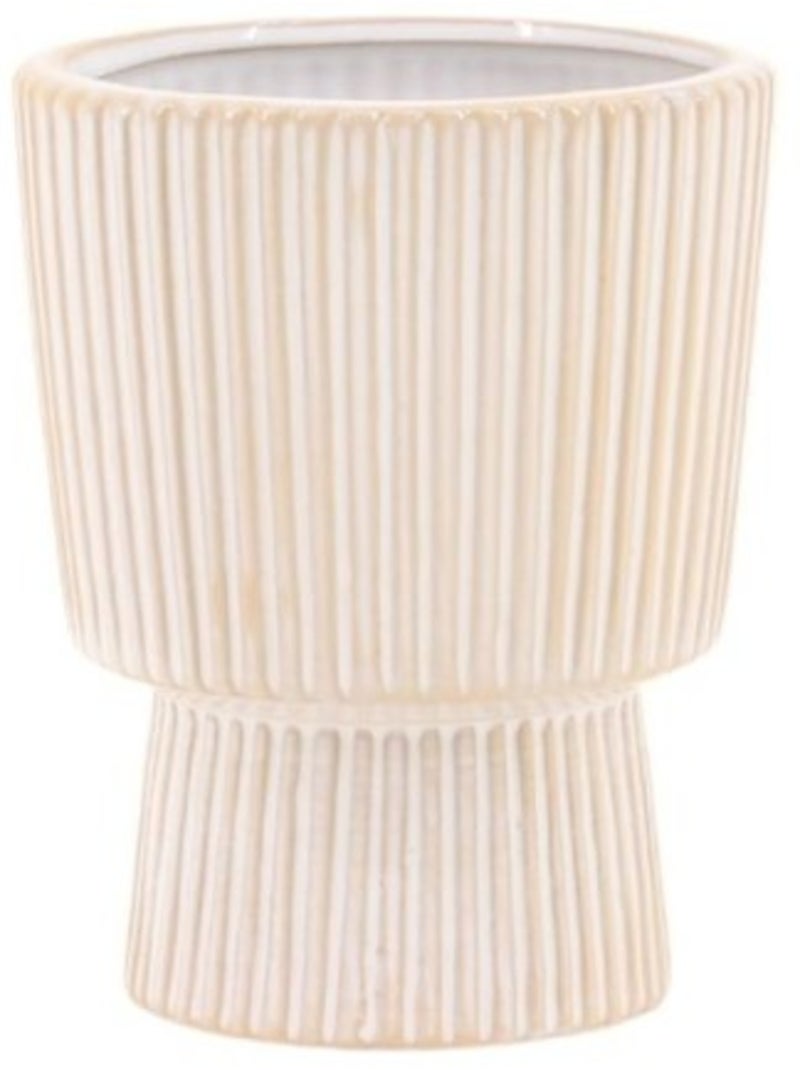 Vase en céramique strié beige, H15cm Beige - Kiabi