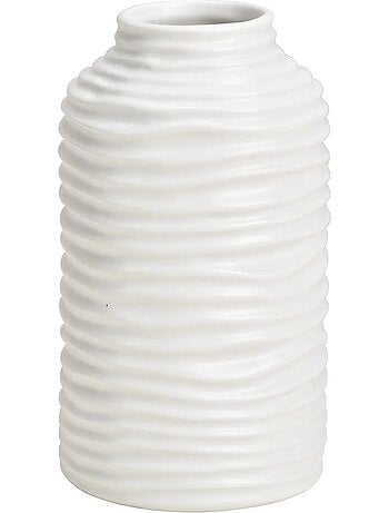 Vase en céramique strié blanc