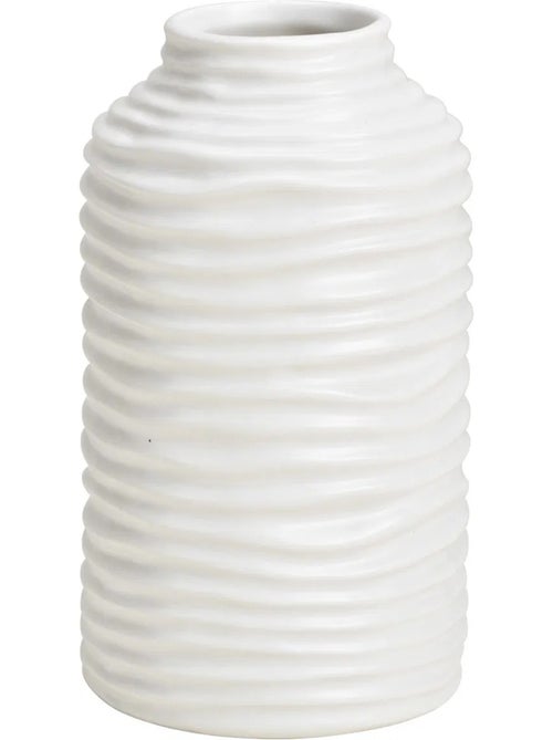 Vase en céramique strié blanc - Kiabi