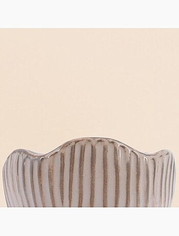 Vase en céramique strié marron finition ondulée, h22cm