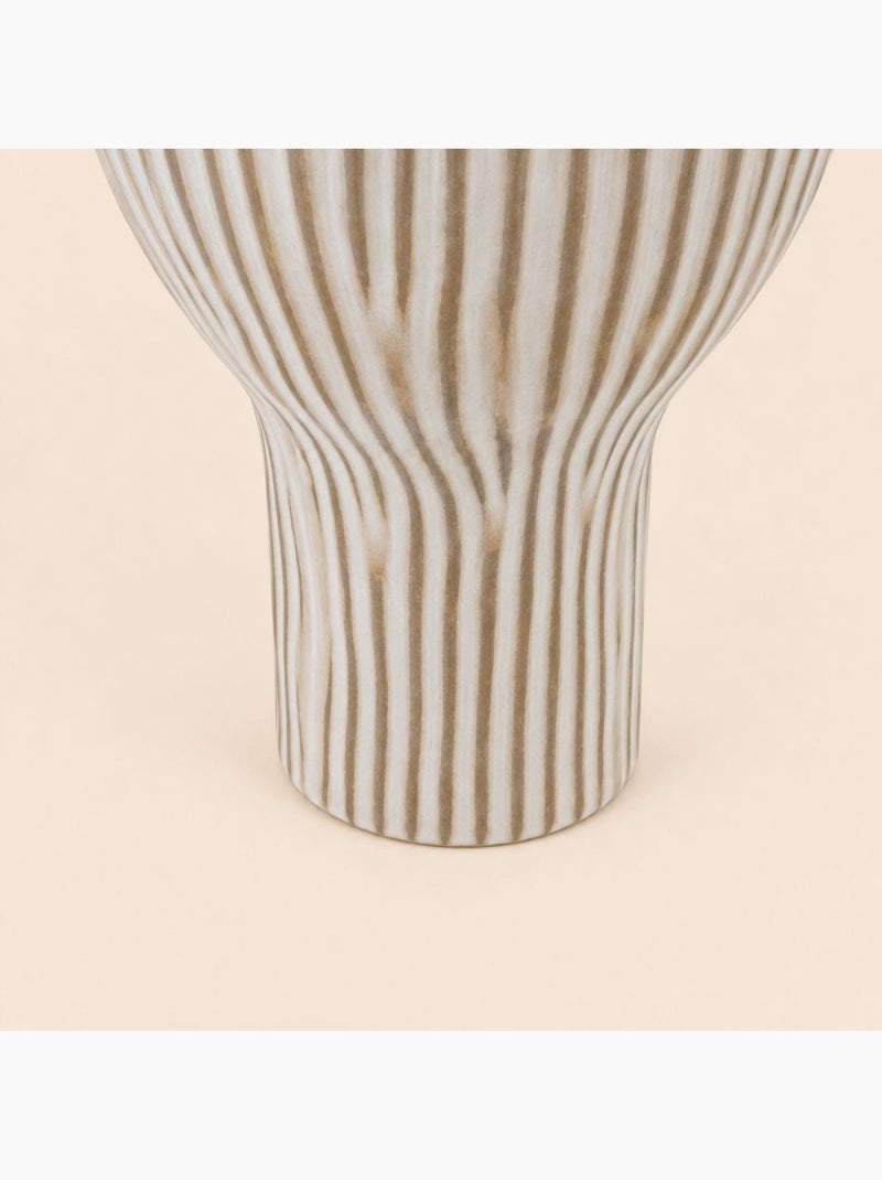 Vase en céramique strié marron finition ondulée, h22cm Marron - Kiabi