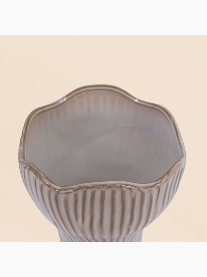 Vase en céramique strié marron finition ondulée, h22cm Marron - Kiabi