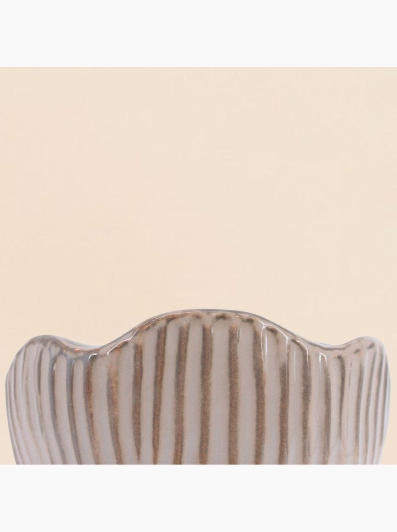 Vase en céramique strié marron finition ondulée, h22cm Marron - Kiabi