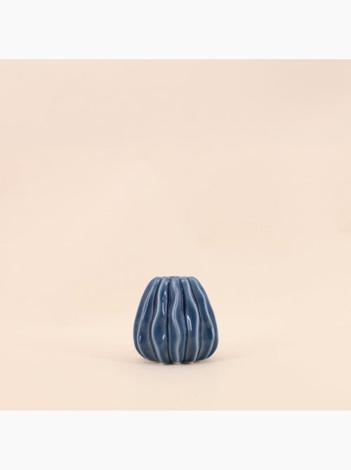 Vase en céramique structuré bleu 9cm - Kiabi