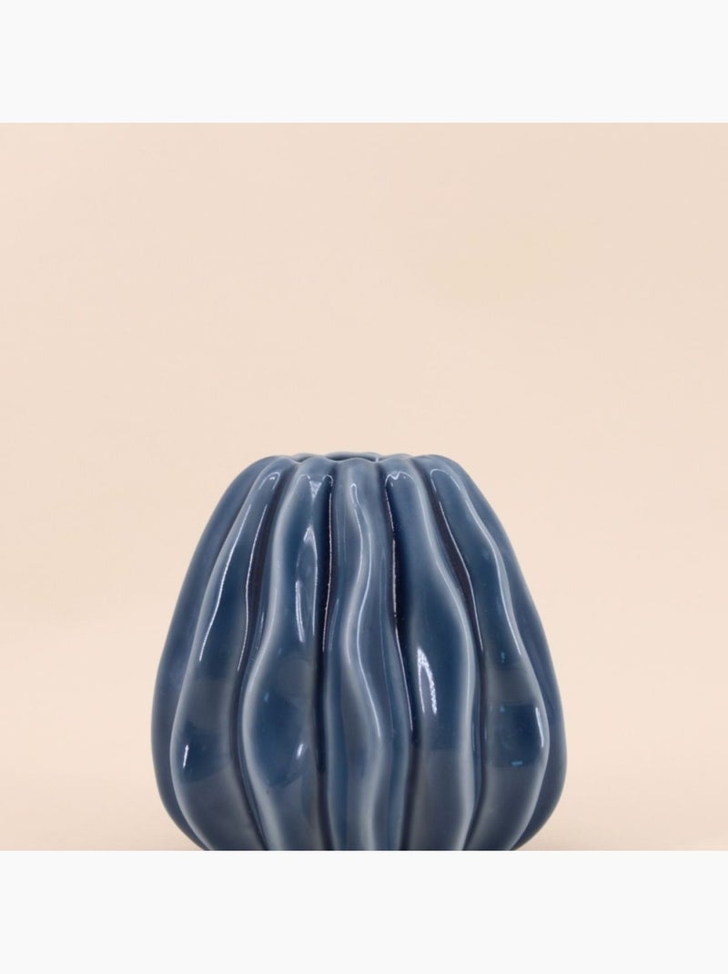 Vase en céramique structuré bleu 9cm Bleu - Kiabi