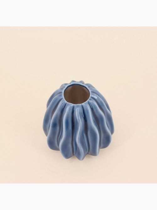 Vase en céramique structuré bleu 9cm - Kiabi