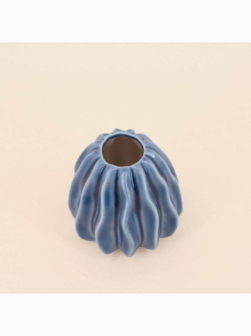 Vase en céramique structuré bleu 9cm Bleu - Kiabi