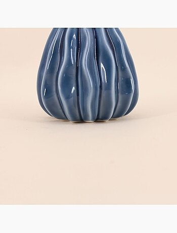 Vase en céramique structuré bleu, H9cm
