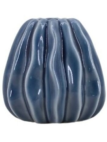Vase en céramique structuré bleu, H9cm