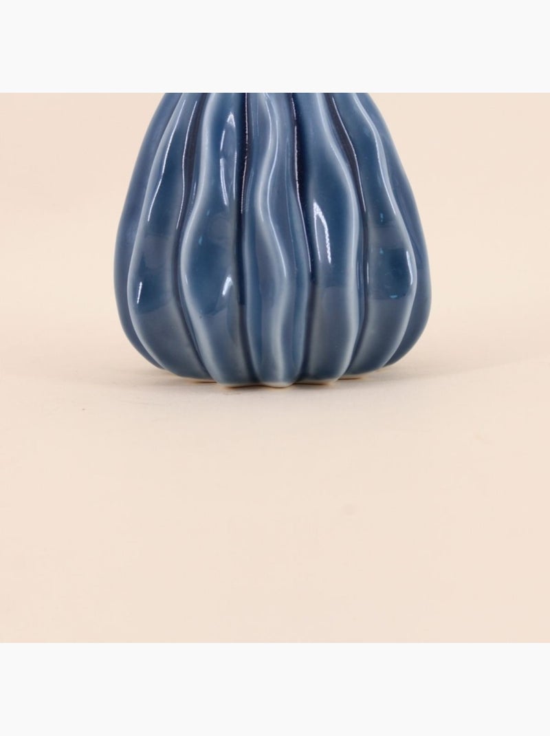 Vase en céramique structuré bleu, H9cm Bleu - Kiabi