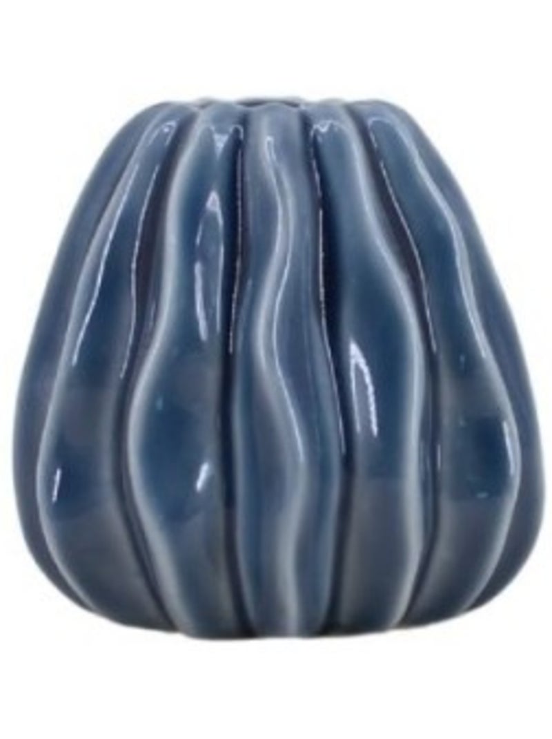 Vase en céramique structuré bleu, H9cm Bleu - Kiabi