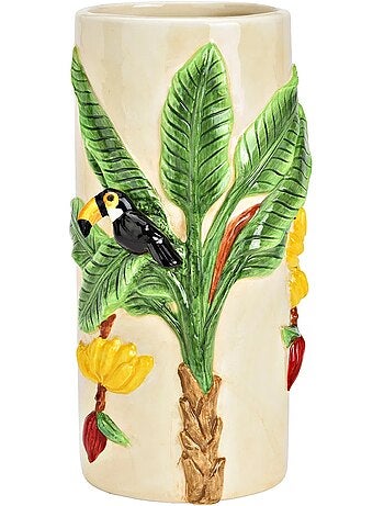 Vase en ceramique toucan et palmier