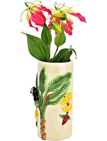 Vase en ceramique toucan et palmier