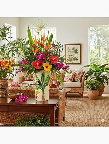 Vase en ceramique toucan et palmier