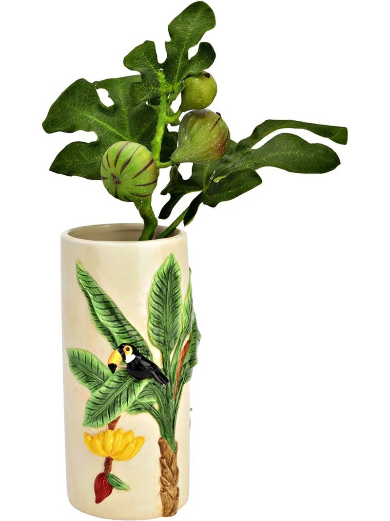 Vase en ceramique toucan et palmier Vert - Kiabi