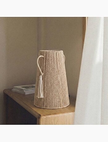 Vase en corde beige, H29cm