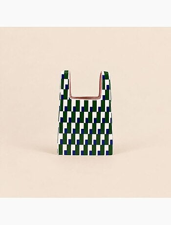 Vase en forme de sac en céramique vert et bleu, h25cm
