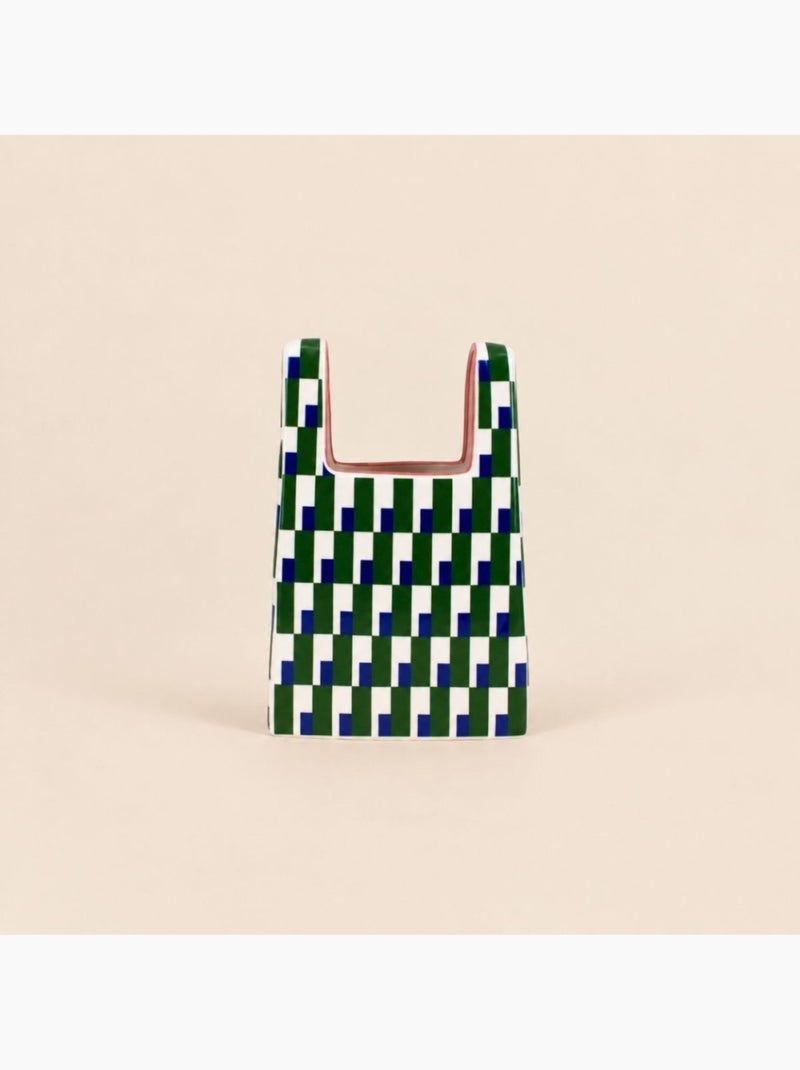Vase en forme de sac en céramique vert et bleu, h25cm Vert - Kiabi