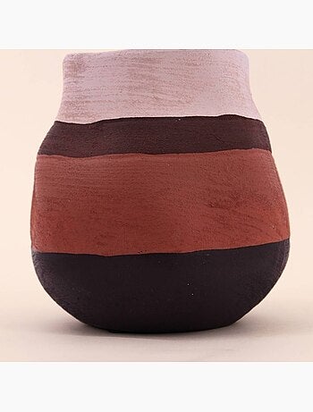 Vase en grès 3 couleurs marron, beige 17cm