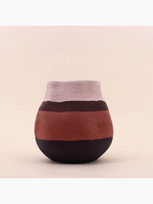 Vase en grès 3 couleurs marron, beige 17cm - Kiabi