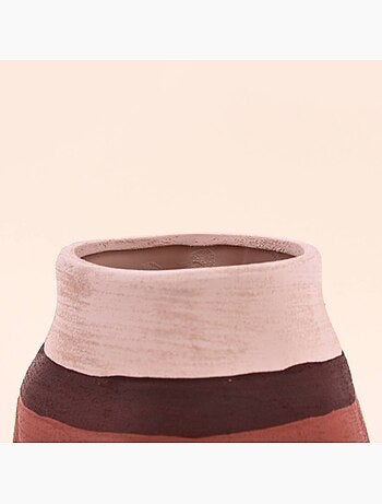 Vase en grès 3 couleurs marron, beige, H17cm