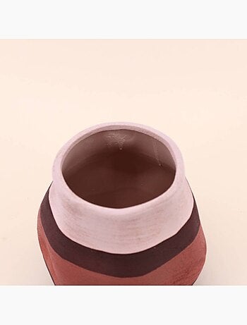Vase en grès 3 couleurs marron, beige, H17cm