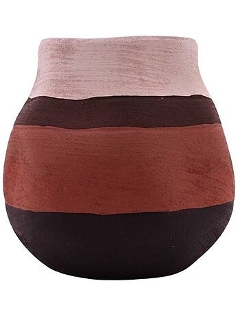 Vase en grès 3 couleurs marron, beige, H17cm