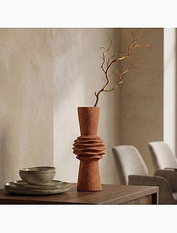 Vase en grès effet pierre terracotta, H47cm