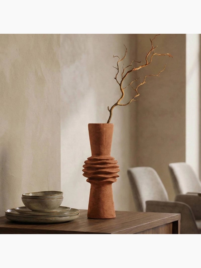 Vase en grès effet pierre terracotta, H47cm Terre cuite - Kiabi