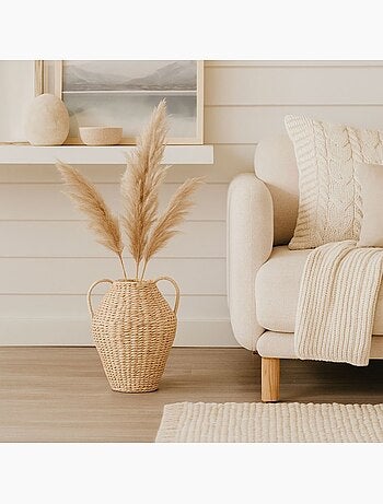 Vase en jonc de mer avec poignées 30x24cm