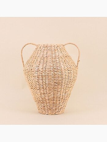 Vase en jonc de mer avec poignées, H30cm