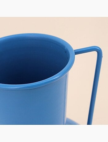 Vase en métal bleu avec anse 17cm