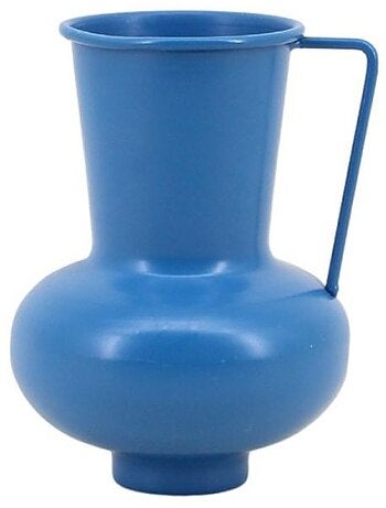 Vase en métal bleu avec anse 17cm