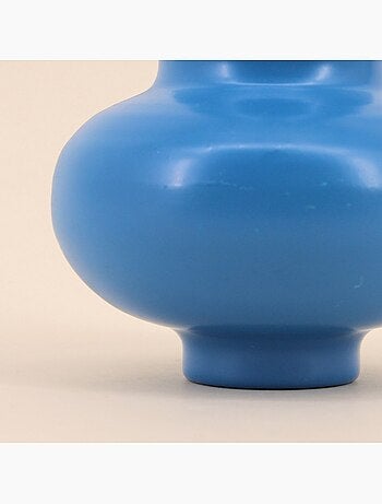 Vase en métal bleu avec anse, H17cm