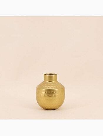 Vase en métal doré martelé 14x11cm