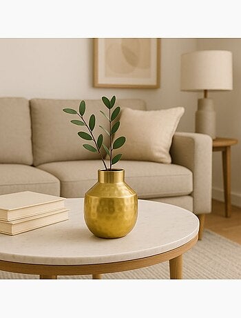 Vase en métal doré martelé 14x11cm