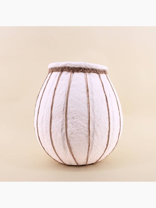 Vase en papier maché blanc 35cm détails en jute - Kiabi