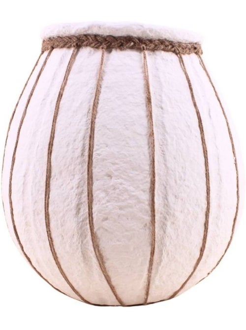 Vase en papier maché blanc détails en jute, H35cm - Kiabi
