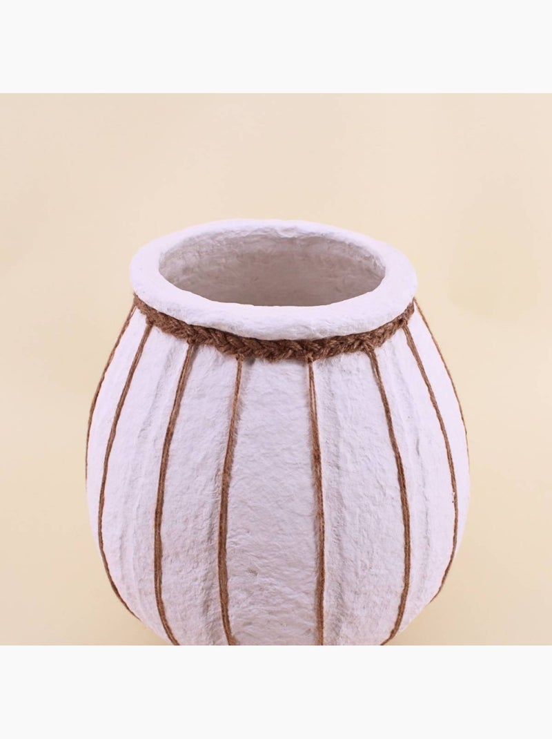 Vase en papier maché blanc détails en jute, H35cm Blanc - Kiabi