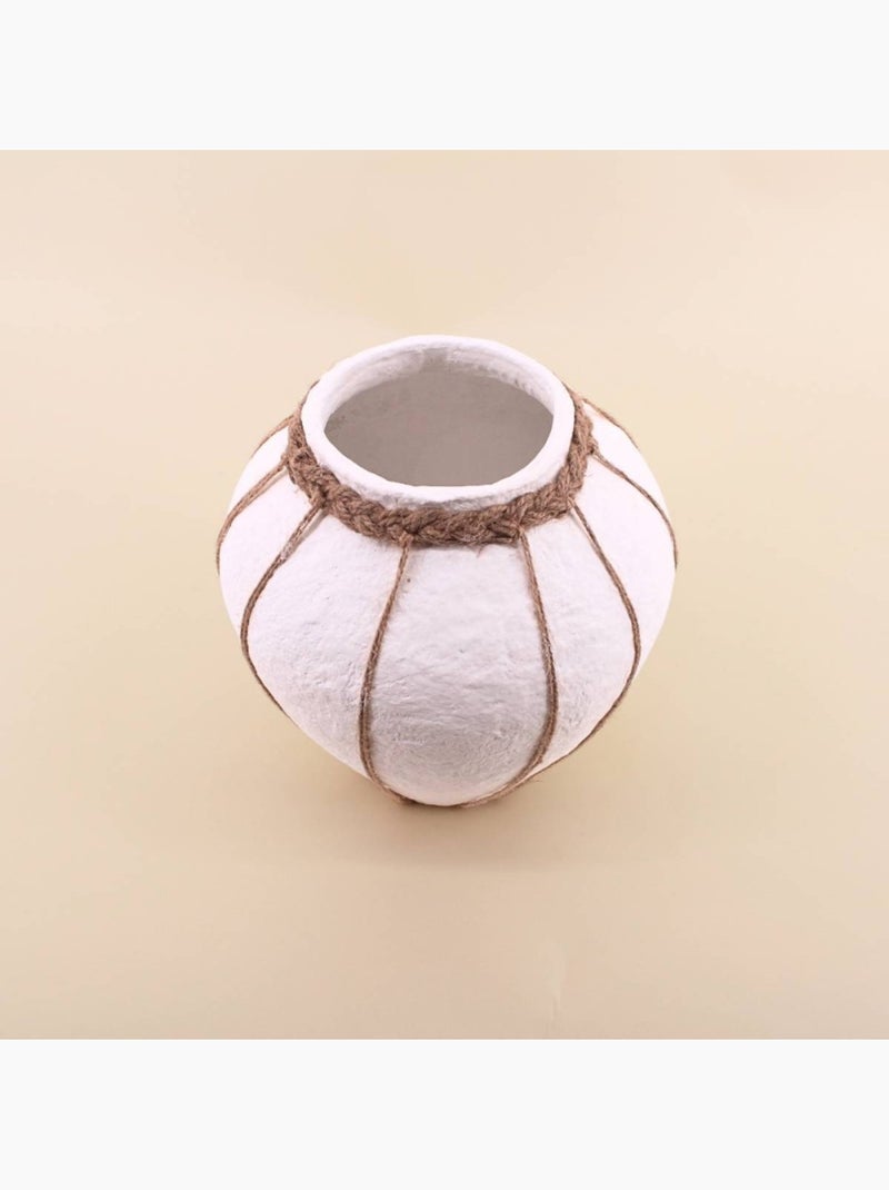 Vase en papier maché déco jute, H25cm Blanc - Kiabi