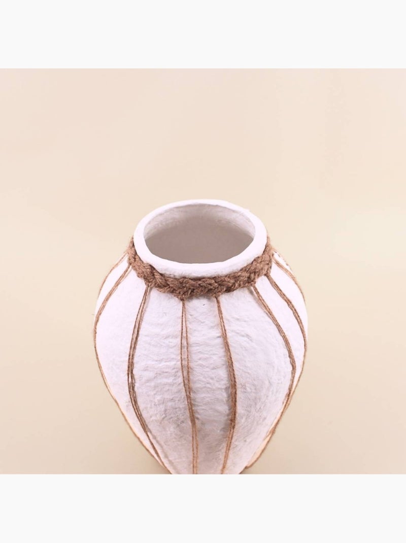 Vase en papier maché déco jute, H34cm Blanc - Kiabi