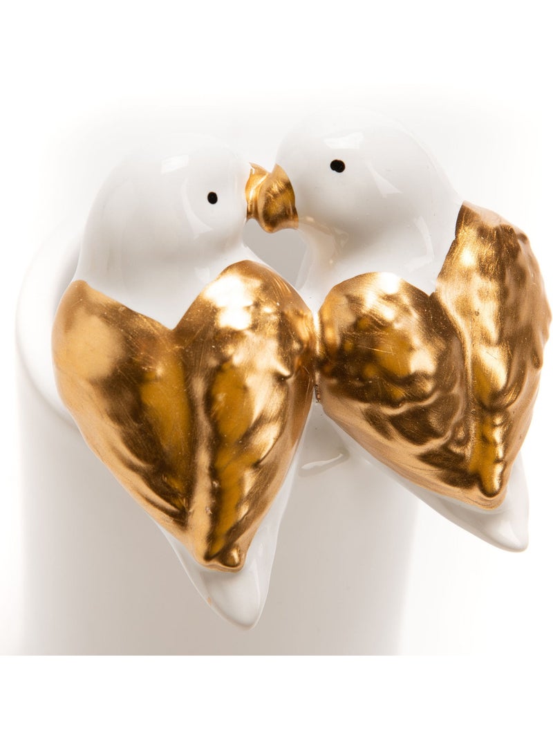 Vase en pierre avec couple oiseaux - AFIBEL Blanc Doré - Kiabi
