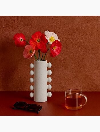 Vase en porcelaine à perles latérales 31cm