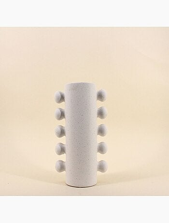 Vase en porcelaine à perles latérales, H31cm
