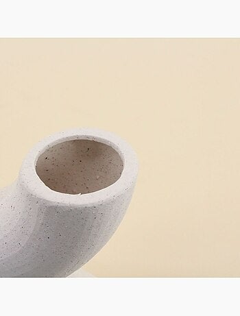 Vase en porcelaine beige 2 entrées 21x18cm