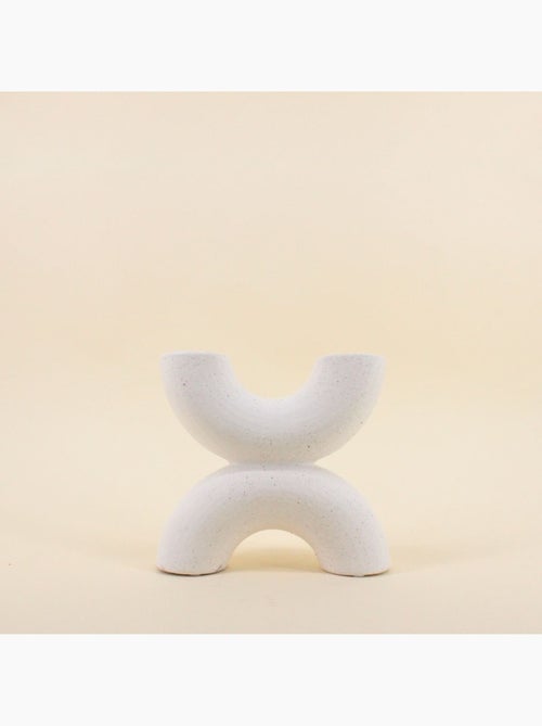 Vase en porcelaine beige 2 entrées 21x18cm - Kiabi